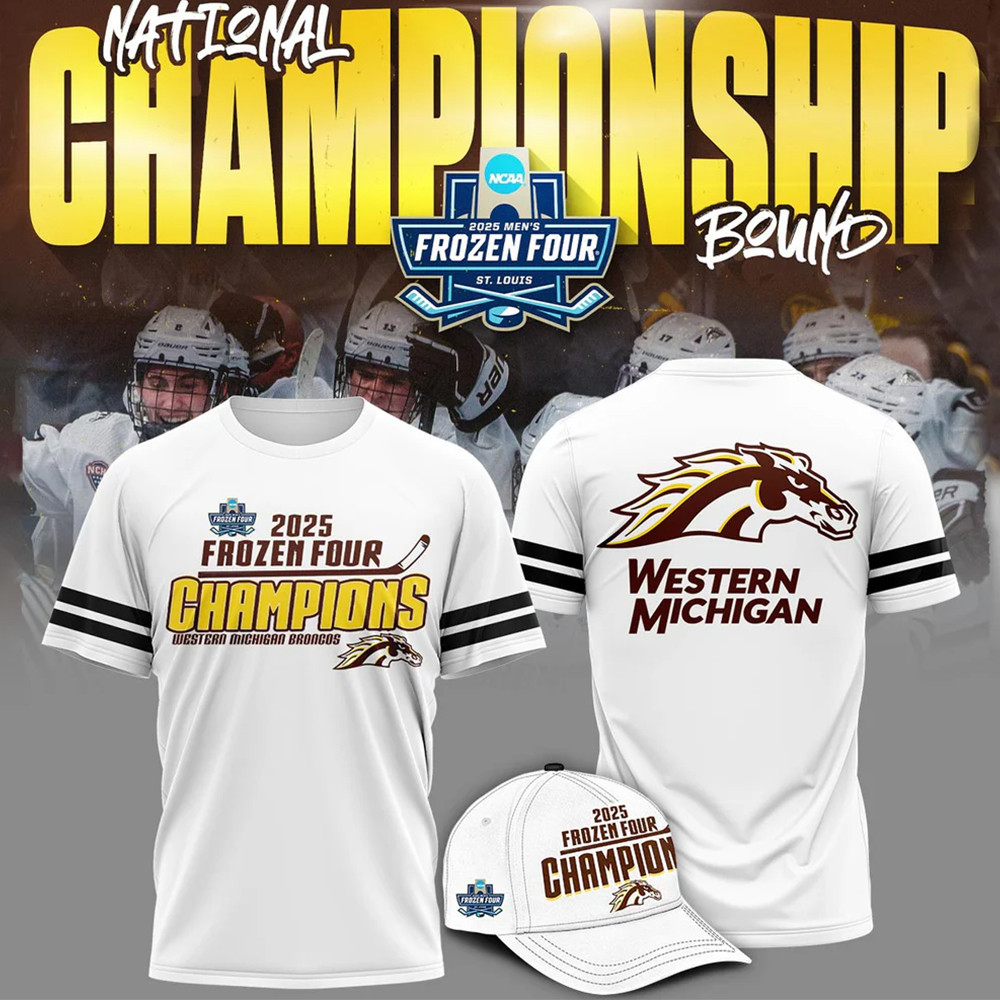 Western Michigan Broncos Frozen Four Championship 2025 Shirt Cool Gifts For Hockey Fans