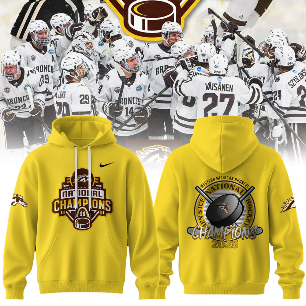 Western Michigan Broncos MenÃ¢â‚¬â„¢s Ice Hockey National Champions 2025 Hoodie Fans Gift Ideas