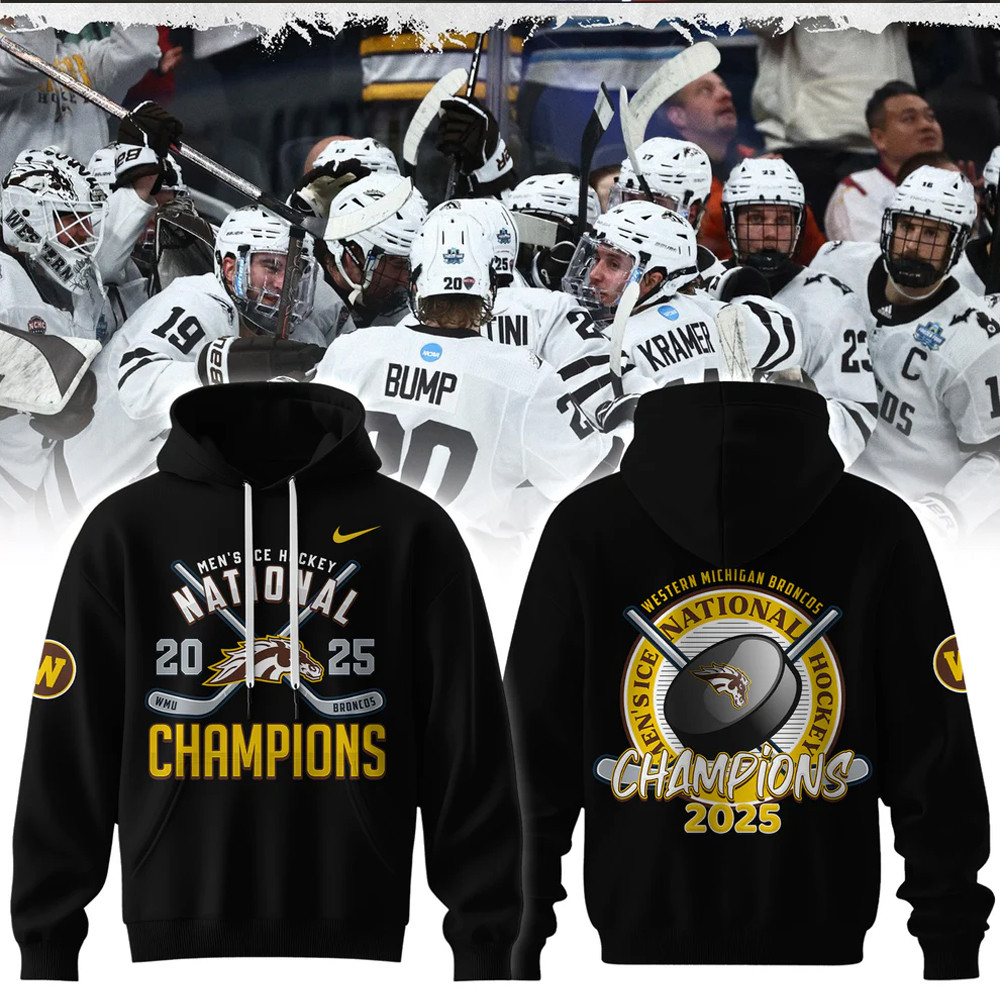 Western Michigan Broncos MenÃ¢â‚¬â„¢s Ice Hockey National Champions 2025 Hoodie Husband Gifts