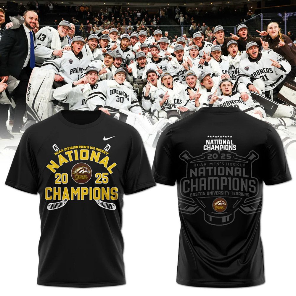 Western Michigan Broncos Mens Ice Hockey National Champions 2025 Shirt Fans Gift Ideas