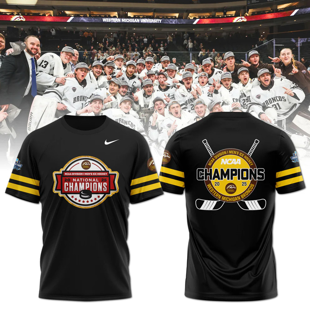 Western Michigan Broncos Mens Ice Hockey National Champions 2025 Shirt Gift Ideas For Fans
