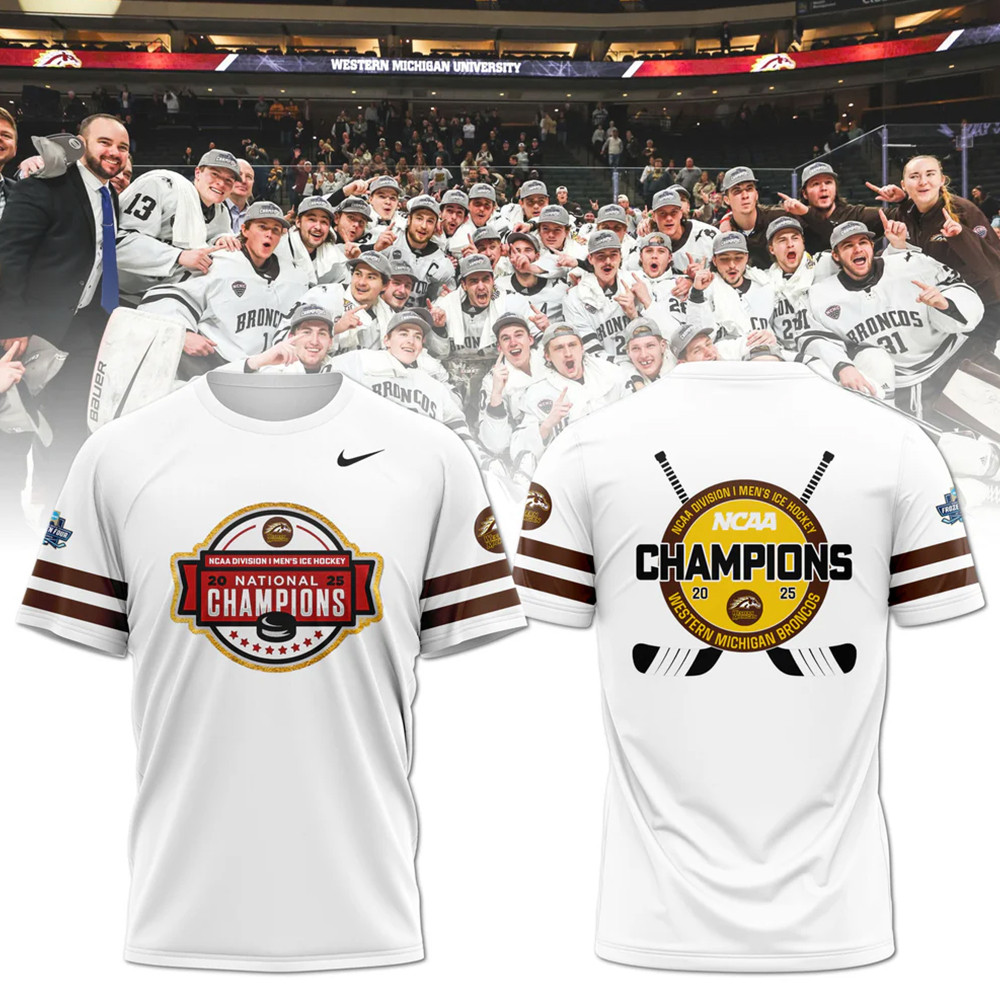 Western Michigan Broncos Mens Ice Hockey National Champions 2025 Shirt Gift Ideas For Fans