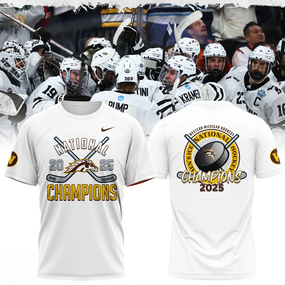 Western Michigan Broncos Mens Ice Hockey National Champions 2025 Shirt Gift Ideas For Him