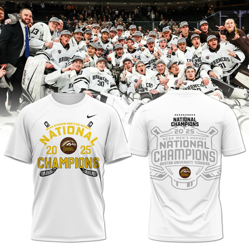 Western Michigan Broncos Mens Ice Hockey National Champions 2025 Shirt Gift Ideas For Hockey Fans