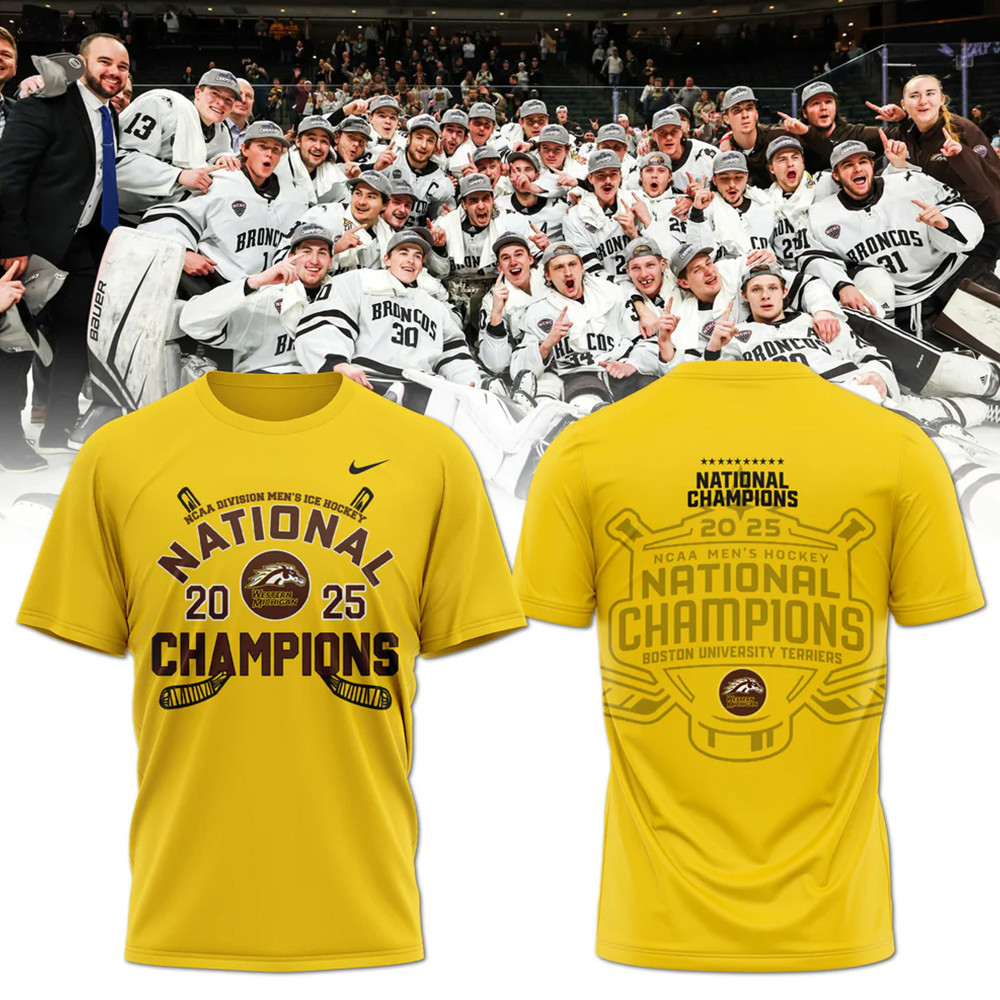 Western Michigan Broncos Mens Ice Hockey National Champions 2025 Shirt Gift Ideas For Hockey Fans