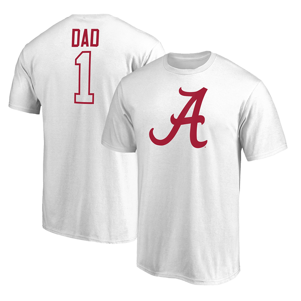 White Alabama Crimson Tide Number 1 Dad T-Shirt Alabama Crimson Tide Merch Fathers Day Gifts