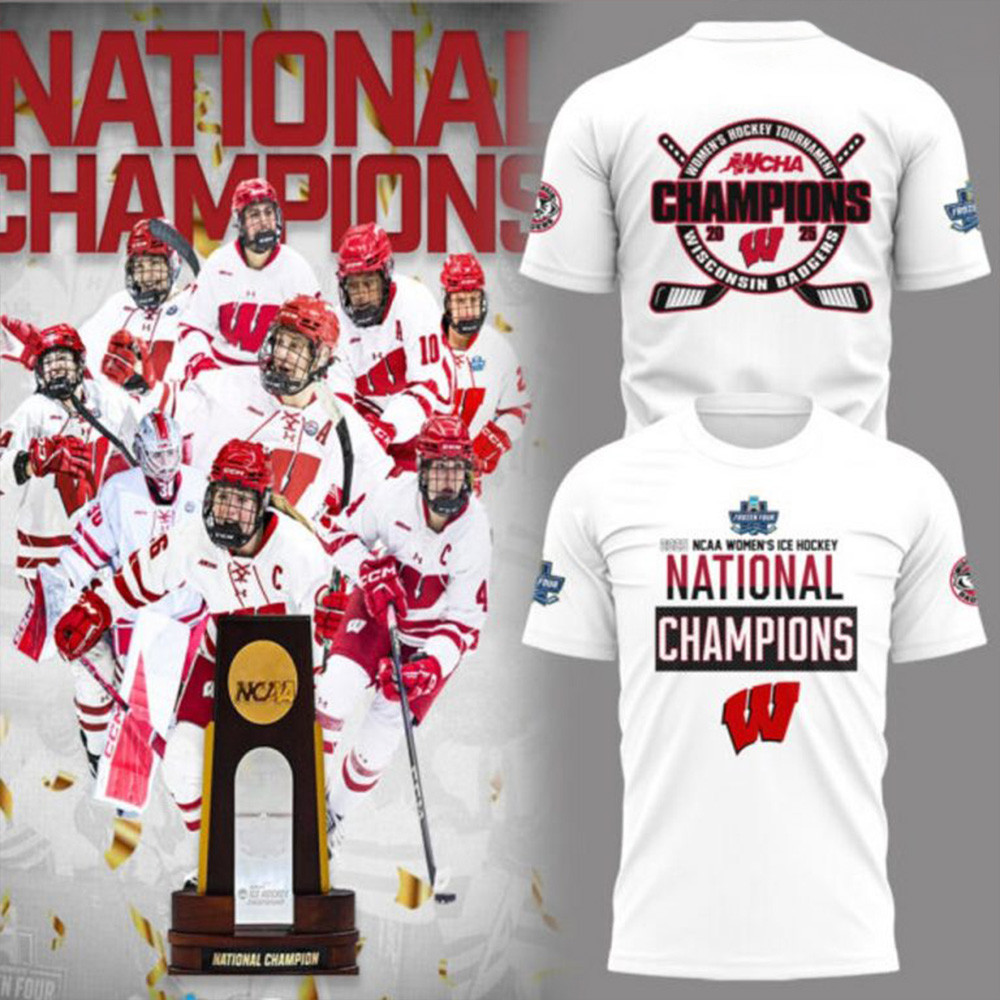 Wisconsin Badgers 2025 Womens Hockey Tournament Champions T-Shirt Mothers Day Gifts For Wife