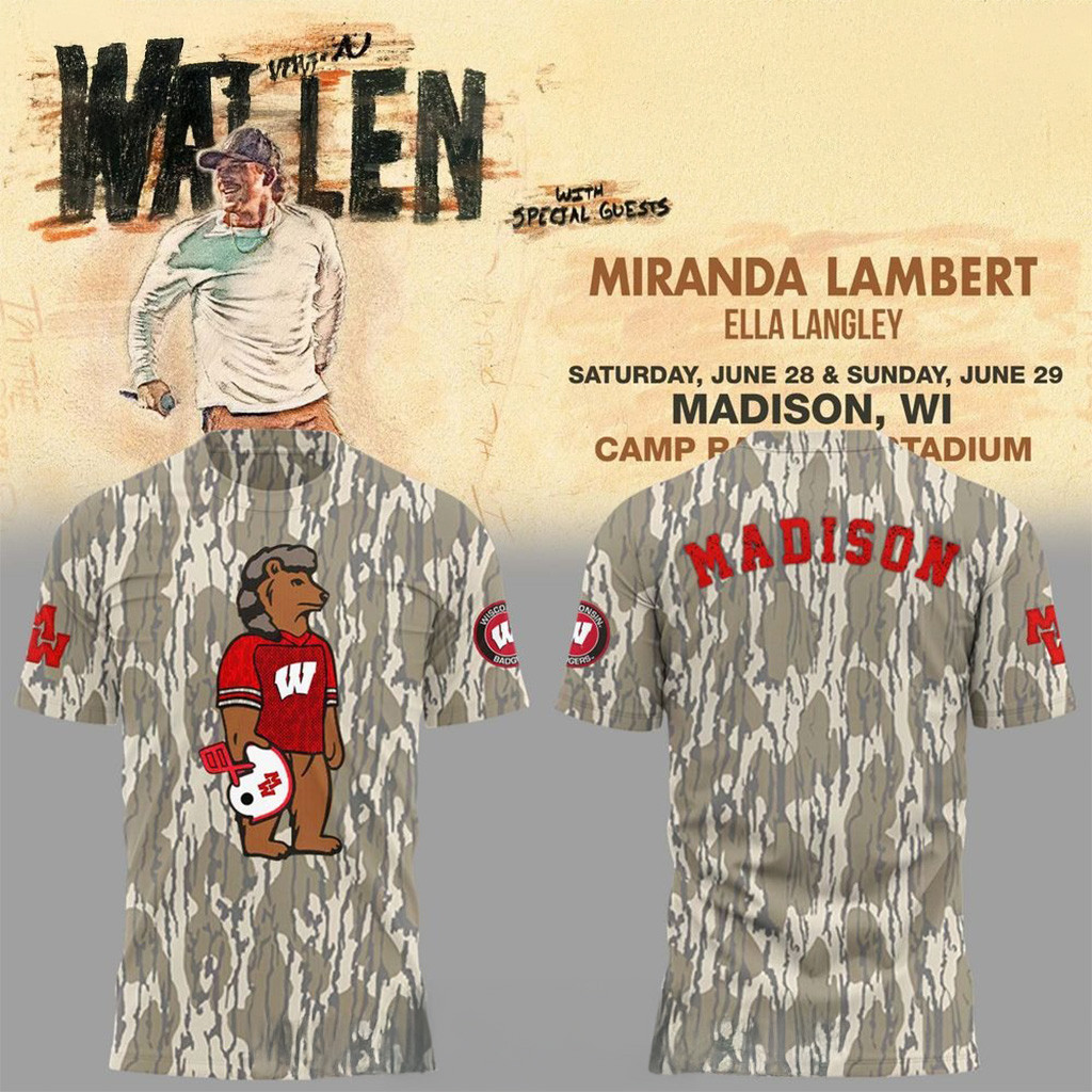 Wisconsin Badgers X Morgan Wallen 2025 Camo Shirt Wisconsin Badgers Merch Dad Gifts