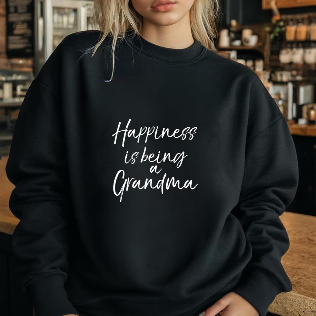 Womens Grandmother Gift from Grandkids Happiness is Being a Grandma V-Neck