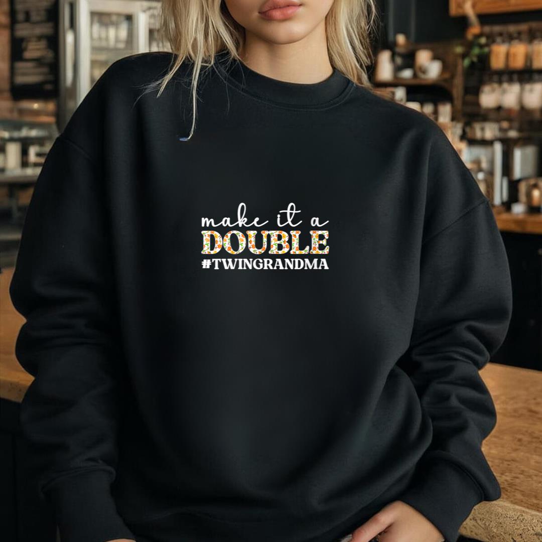 Womens Make It A Double Twin Grandma Of Twins Twin Grandmother V-Neck