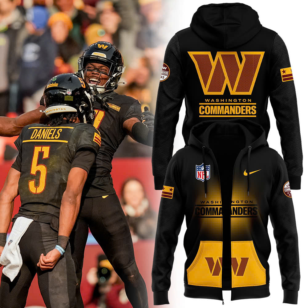 Xxwashington Commanders 2025 Black Threads Premium  Pullover Zip Hoodie Football Themed Gifts