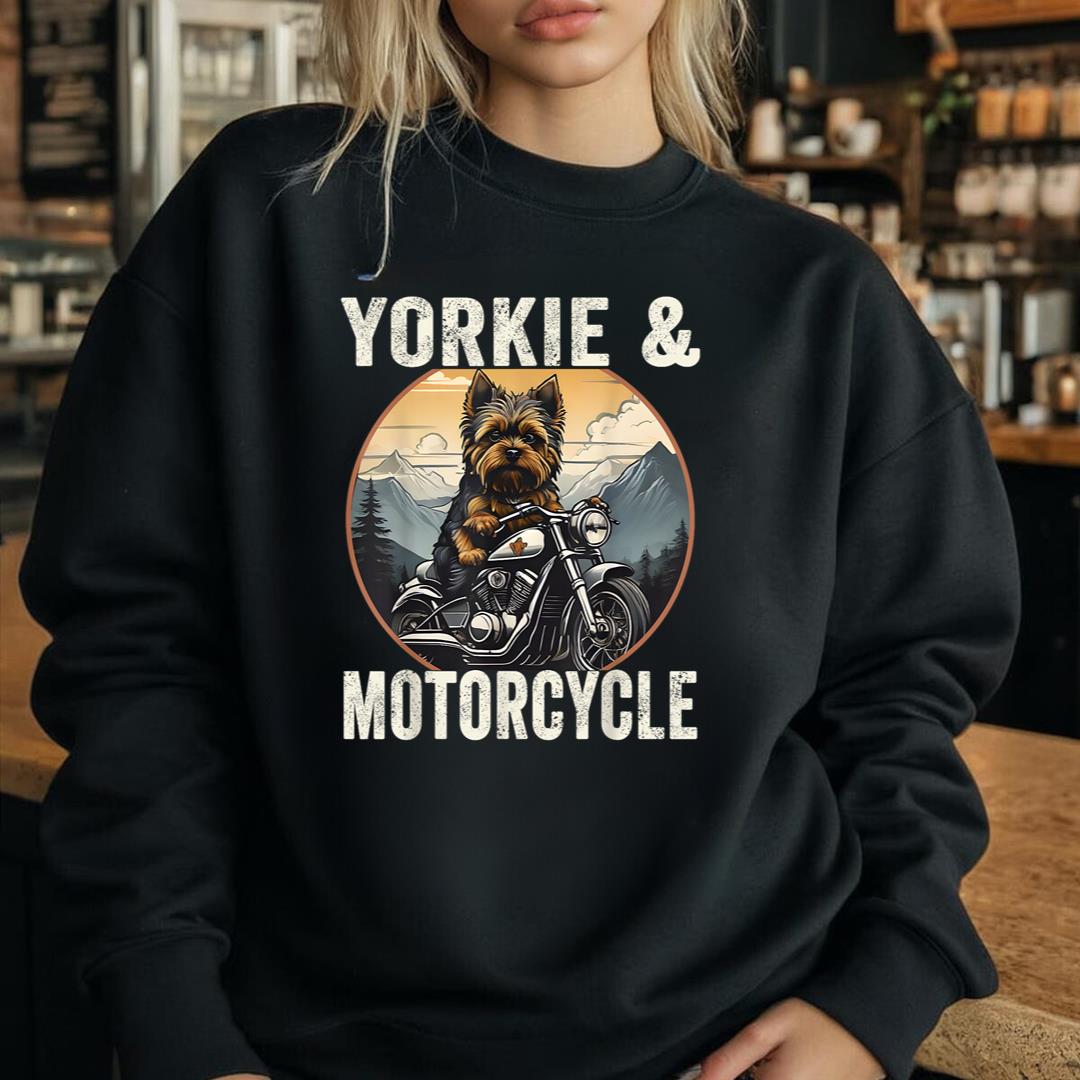 Yorkie And Motorcycle Dog Lovers Funny Motor Rides Dad Mom