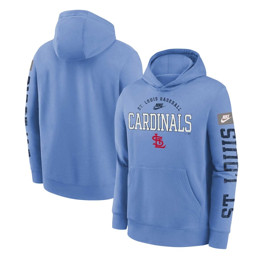 Youth Cardinals Light Blue Cooperstown Collection Splitter Club Fleece Pullover Hoodie LouisCardinals21052422 Baseball FatherÃ¢â‚¬â„¢s Day Gifts