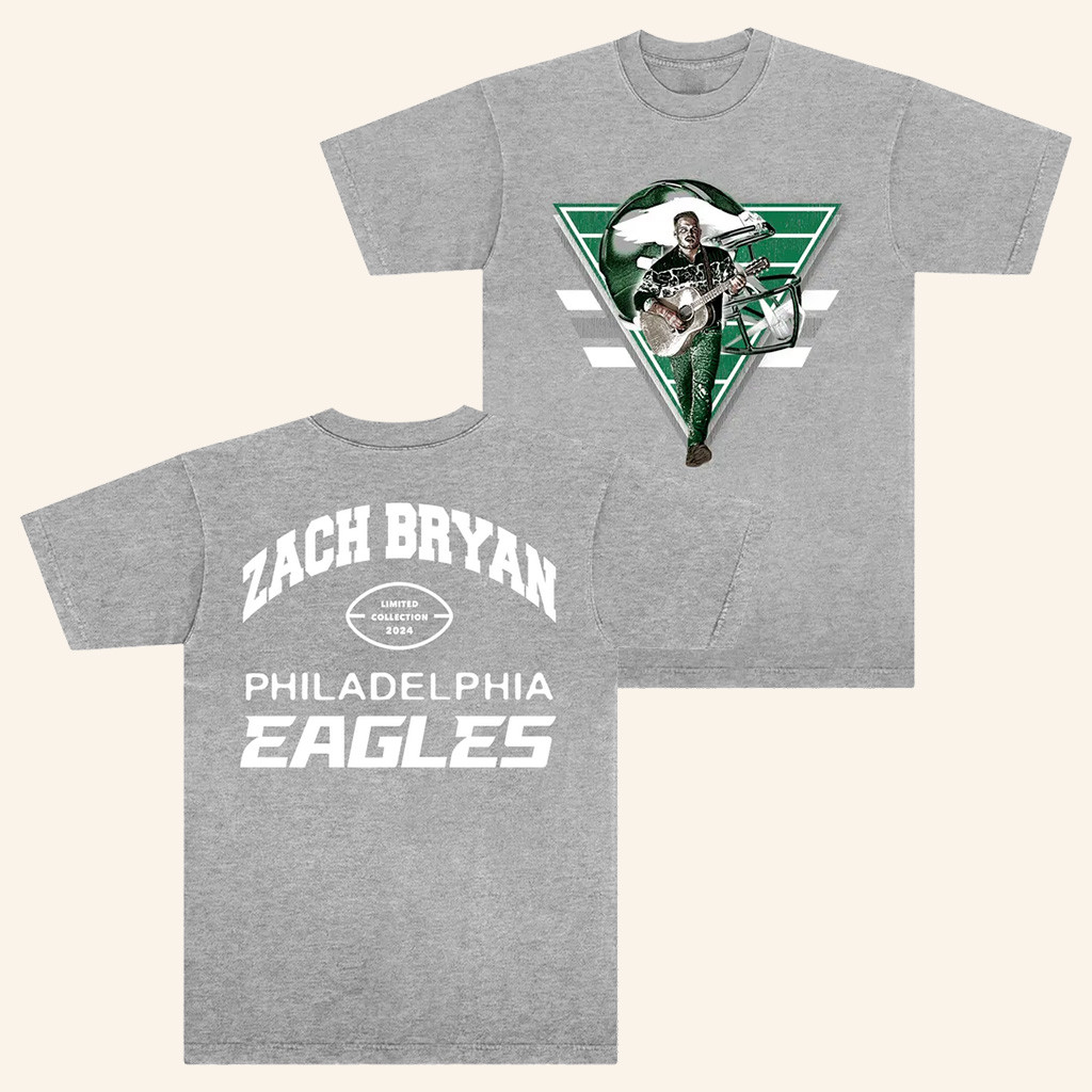 Zach Bryan x Eagles T-Shirt Grey Eagles Merch Football Fan Gift Ideas