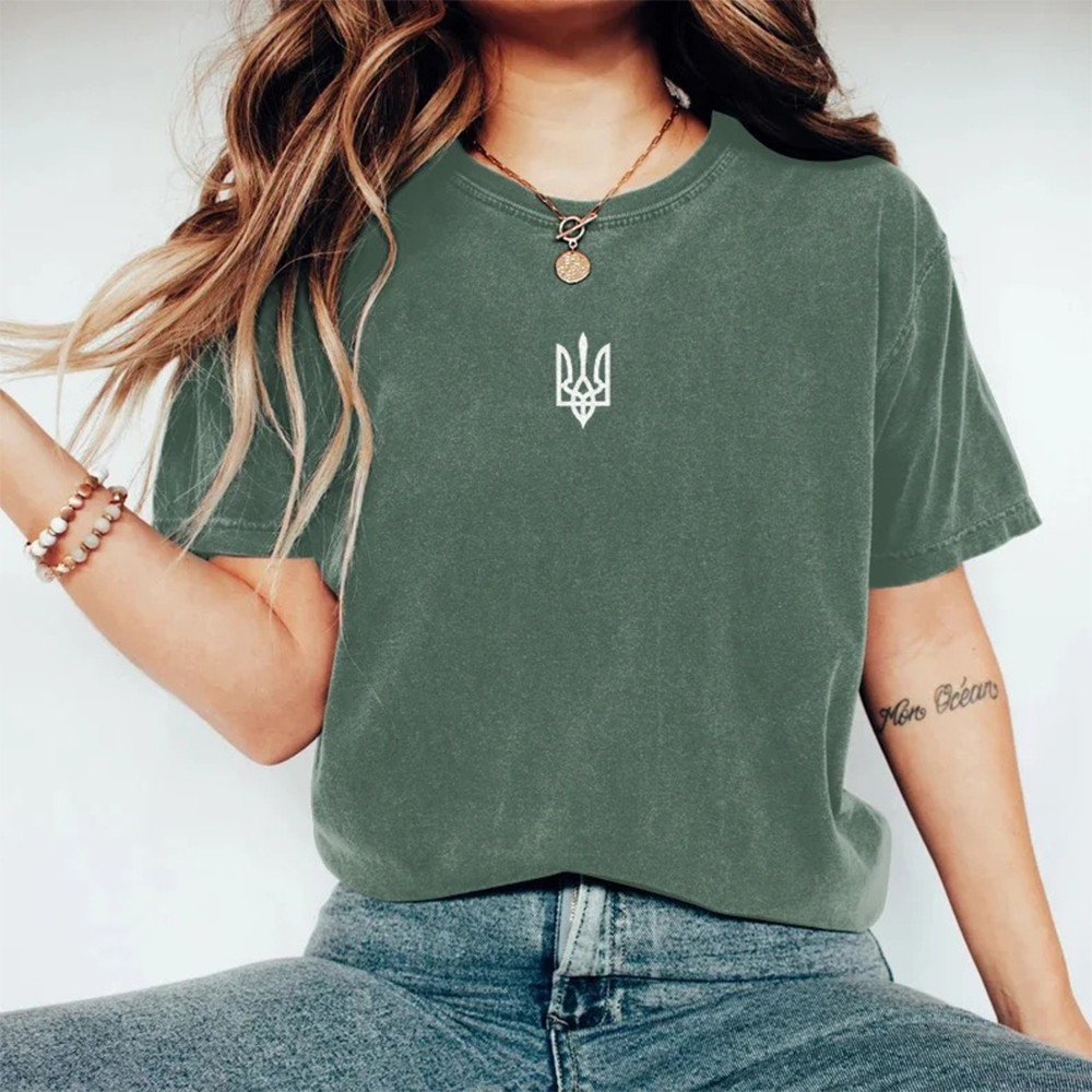 Zelensky T-Shirt Ukrainian Trident Symbol Zelensky Green Shirt Gift For Her